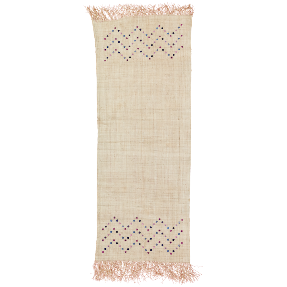 Raffia Table Runner with Embroidered Flowers By Rice DK